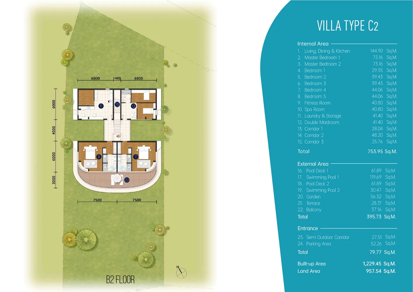 Планировка виллы Type C2, этаж 4 — Aurora Phuket